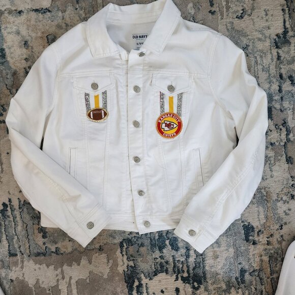 White KC Chiefs Jean Jacket - Picture 2 of 5